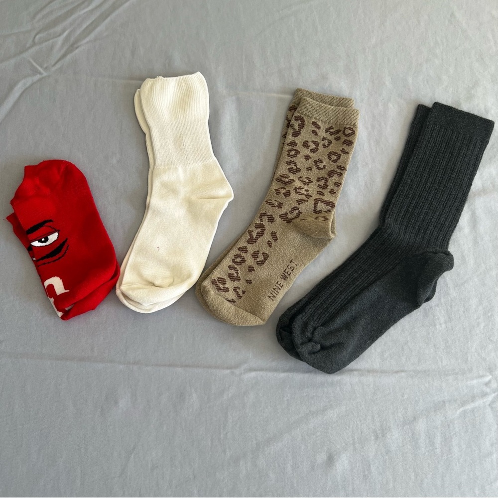 Women's Socks Collection - Red, Cream, Tan, and Gray